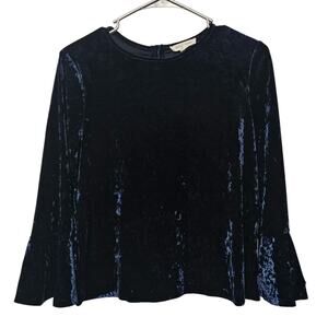Beach Lunch Lounge Velvet Top Women's Size XS Blue Bell Sleeve Whimsigoth Witchy